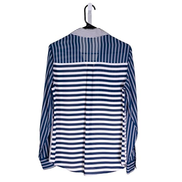 Express Women's Shirt Portofino Button Up Blue White Striped Blouse Top Size XS - Picture 2 of 9